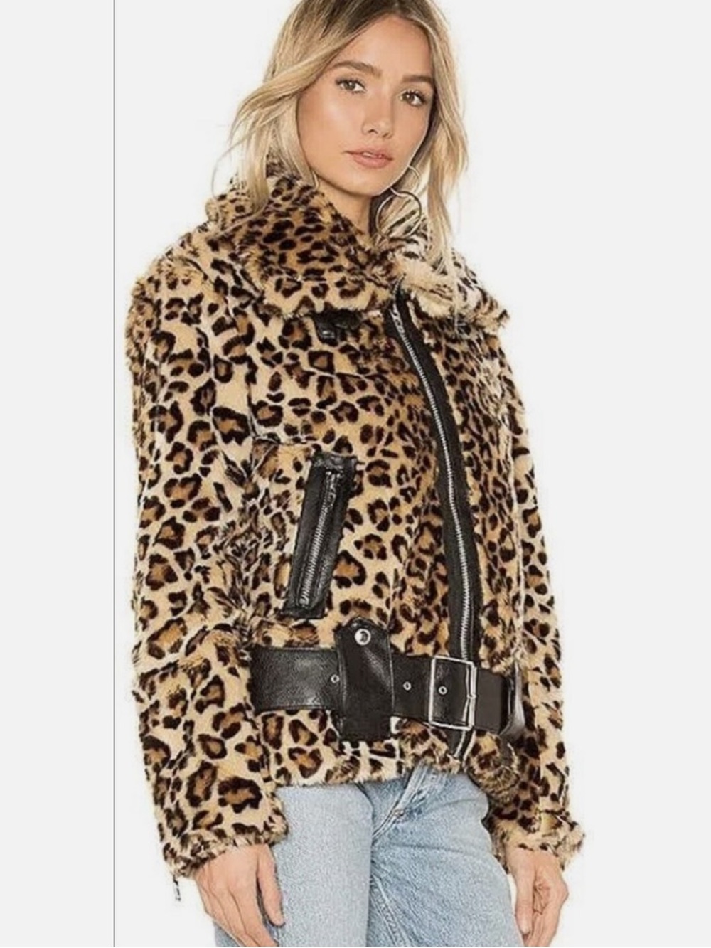 Blank NYC Leopard Faux Fur Biker Jacket
